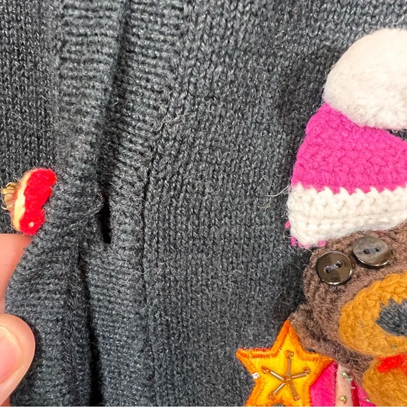 Vtg. Quacker Factory Christmas Cardigan Sweater 3X Knit 3D Embroidered Bauble - Picture 11 of 12